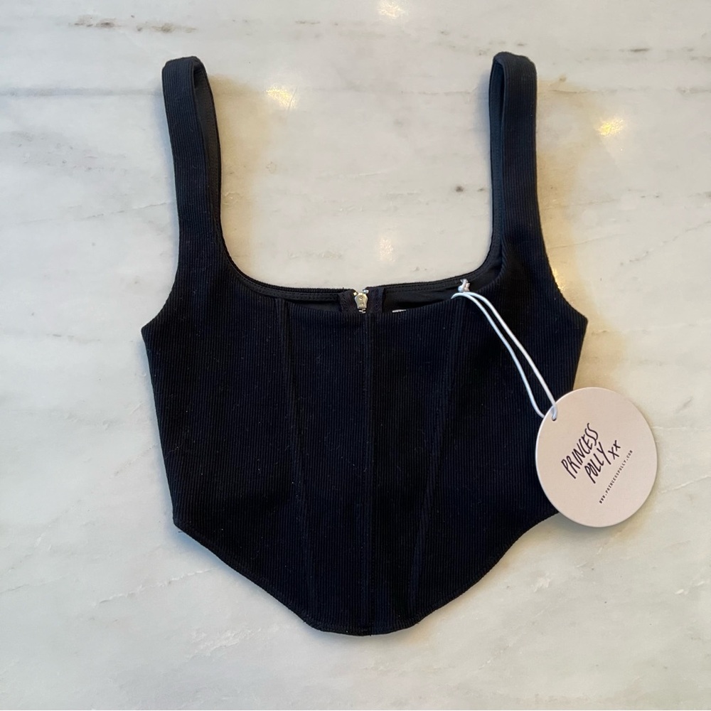 Princess Polly Black Cropped Corset Top